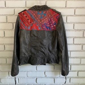 ALLSAINTS Owain Leather Jacket M Tapestry Black